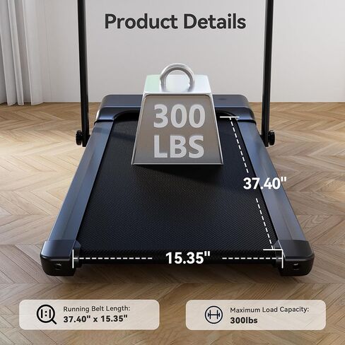 لوحة المشي مطحنة مع شريط مقبض 300 رطل طحاف قابلة للطي للمساحة الصغيرة 3 في 1 ، 3.0HP المحمولة تحت جهاز المشي مكتب للمكتب المنزلي مع عرض LED التحكم عن بُعد في التطبيق in Kuwait