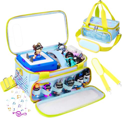 حمل حالة متوافقة مع مجموعة Starter Toniebox مع جانب اللعب الصوتي ، حالة منظم محمول لتخزين Tonies Figures مع شريط مرن ونافذة واضحة لعرض الأحرف (الوردي) in Kuwait