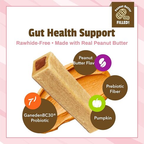 Pet Naturals BusyButter Balanced Belly Peanut Butter Bones, Rawhide-Free Chews for Small Dogs, Long Lasting Chew Bones, Probiotics and Pumpkin for Gut Health, 22 Count in Kuwait