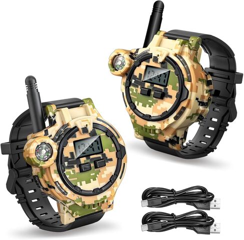 Rechargeable Walkie Talkies for Kids, Two-Way Radio Walky Talky with Flashlight Children Long Range, 2 Pack Interphone Toy for Kids Age 6-12 Outdoor Game for Kids Ages 4-8 Gifts for Boy in Kuwait
