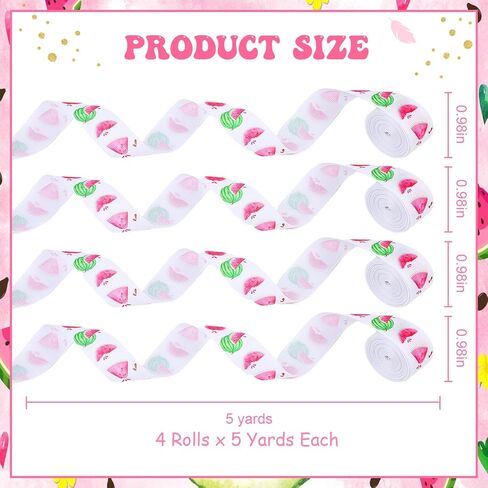 4 Rolls Berry Themed Ribbons, 20 Yards Strawberry Blueberry Craft Ribbons for Wreath Hair Bow Wrap Gifts, Red Blue Grosgrain Ribbons Birthday Wedding Gender Reveal Party Accessory Decorations in Kuwait