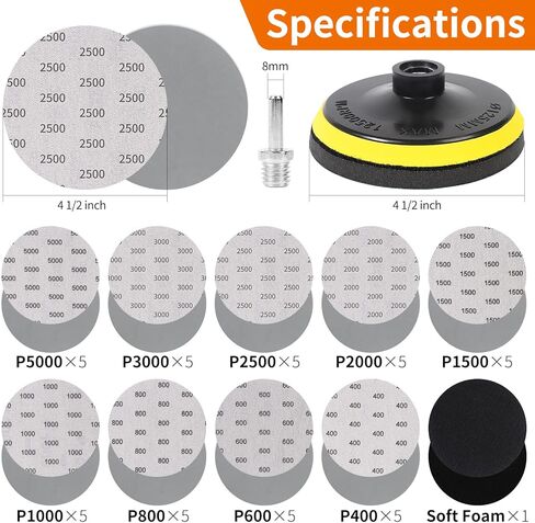2 Inch Sanding Discs Drill Polishing Kit, 193PCS Car Headlight Restoration Kit, Hook & Loop Wet Dry Buffing Pads for Rotary Tools, Dremel Sanding Bits Attachment for Aluminum Resin Metal Glass in Saudi Arabia