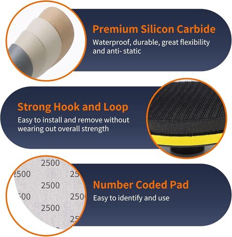 2 Inch Sanding Discs Drill Polishing Kit, 193PCS Car Headlight Restoration Kit, Hook & Loop Wet Dry Buffing Pads for Rotary Tools, Dremel Sanding Bits Attachment for Aluminum Resin Metal Glass in Saudi Arabia