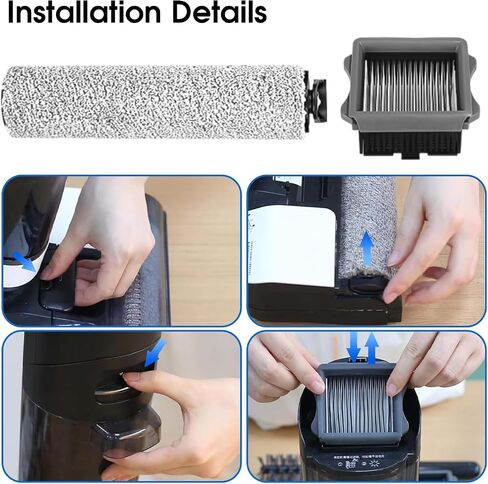 Floor One S5 Roller Brush Presshing and Vacuum Filter Kit متوافق مع Floor Tineco One S5/S5 Pro 2/Ifloor 5 Breeze Cordless Wet Dry Pression ، 2 brush brush ، 2 filters 【not fit S5 combo】 in Kuwait