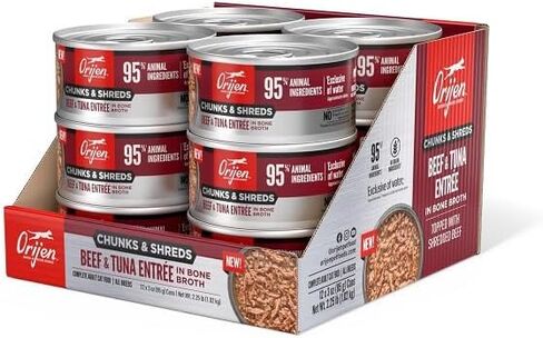 ORIJEN Chunks & Shreds Variety 12 Pack: Original Recipe (6) + Duck & Liver Recipe (6), 3oz in Kuwait