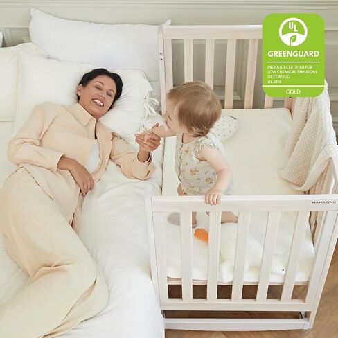 MAMAZING EvoNest 6-in-1 Convertible Baby Mini Crib with Wheels | GREENGUARD Gold Certified, New Zealand Pine Wood, 4 Adjustable Heights, Rocking Mode, Small Spaces Design, Washed Natural in Saudi Arabia