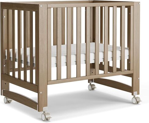EvoNest Baby Crib, 6 in 1 Convertible Mini Crib with Wheels, 100% New Zealand Pinewood Growing Bed, 4 Adjustable Mattress Height， White in Kuwait