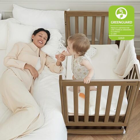 EvoNest Baby Crib, 6 in 1 Convertible Mini Crib with Wheels, 100% New Zealand Pinewood Growing Bed, 4 Adjustable Mattress Height， White in Kuwait