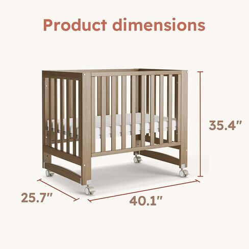 EvoNest Baby Crib, 6 in 1 Convertible Mini Crib with Wheels, 100% New Zealand Pinewood Growing Bed, 4 Adjustable Mattress Height， White in Kuwait
