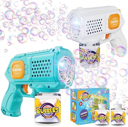 PANACARE 2 Packs Bubble Gun for Kids Automatic bubbele Maker with 10 Holes/Lighting/10000+Bubbles/Min Portable Bubble Machine with Bubble Solution Best Toy Gifts for Birthday/Party/Wedding in Kuwait