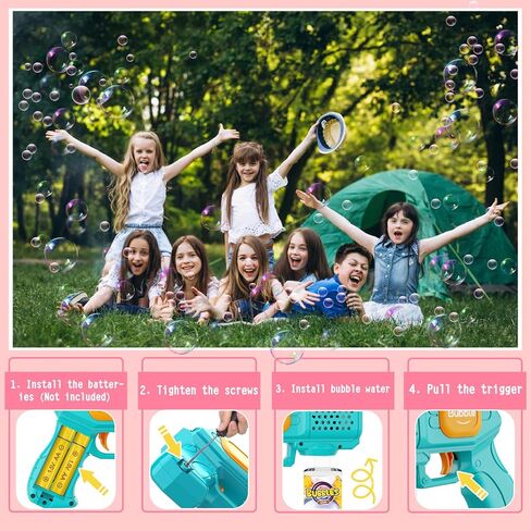 PANACARE 2 Packs Bubble Gun for Kids Automatic bubbele Maker with 10 Holes/Lighting/10000+Bubbles/Min Portable Bubble Machine with Bubble Solution Best Toy Gifts for Birthday/Party/Wedding in Kuwait