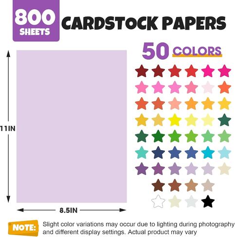 300 Sheets 8.5" X 11" Colored Cardstock, 50 Assorted Colors Construction Paper Card Stock Printer Paper for Printing, Card Making, DIY Crafts, Kids School Supplies,Party Decorations (180 GSM) in Kuwait