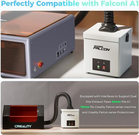 Creality Falcon Smoke Purifier for Laser Engraver, 3-Stage Filtration, 99.97% Purification Rate, Low Noise, 180W Fume Extractor for Engraving Machine(Use with Enclosure) and Most Enclosed Laser Cutter in Saudi Arabia