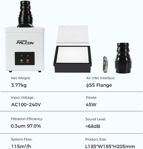 Creality Falcon Smoke Purifier for Laser Engraver, 3-Stage Filtration, 99.97% Purification Rate, Low Noise, 180W Fume Extractor for Engraving Machine(Use with Enclosure) and Most Enclosed Laser Cutter in Saudi Arabia
