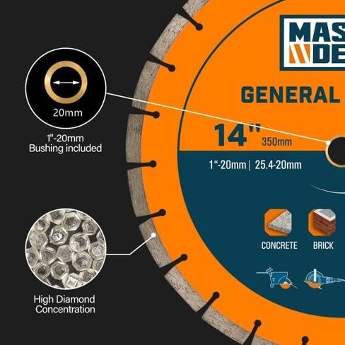 14 بوصة مجزأة شفرة الماس مع ثقب arbor 1 "-7/8" ، وتطبيقات القطع الرطبة الجافة في الخرسانة ، والبصير ، والبناء ، والحجر ، والجرانيت in Kuwait