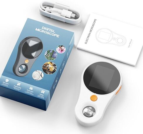 500X Handheld Digital Microscope Fixed Focus 2.0 Inch IPS Screen Portable Magnifying Glass with 8 LED Lights for Kids and Adults (Black) in Kuwait