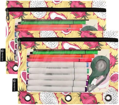 Alaza Dinosaur Surf Pencil Pouch for 3 Ring Binder Pender Bags Pickets Pencil Case with Window Szipper Cosmetic Facs for Office College Supplies 2pcs in Saudi Arabia