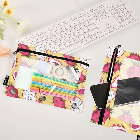 Alaza Dinosaur Surf Pencil Pouch for 3 Ring Binder Pender Bags Pickets Pencil Case with Window Szipper Cosmetic Facs for Office College Supplies 2pcs in Saudi Arabia