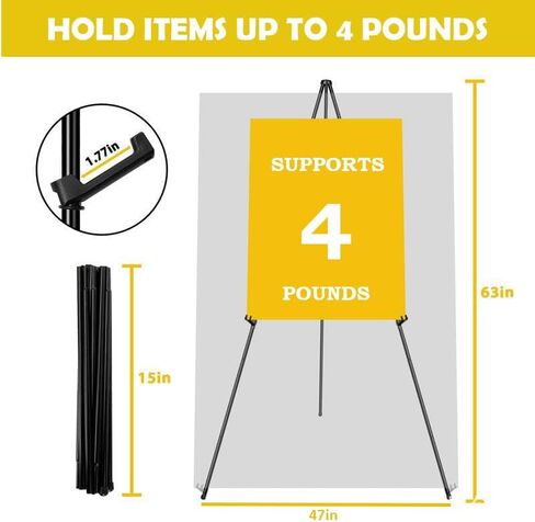 2 Pack Portable Easel Stand for Painting Canvas ، 63 "Tripod Artist Painting Easel لعرض علامات منزل مكتب الزفاف ، الأبيض in Kuwait