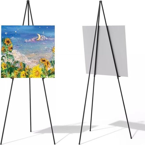 2 Pack Portable Easel Stand for Painting Canvas ، 63 "Tripod Artist Painting Easel لعرض علامات منزل مكتب الزفاف ، الأبيض in Kuwait