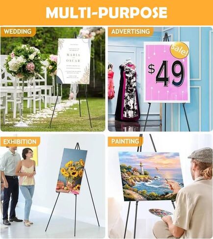 2 Pack Portable Easel Stand for Painting Canvas ، 63 "Tripod Artist Painting Easel لعرض علامات منزل مكتب الزفاف ، الأبيض in Kuwait