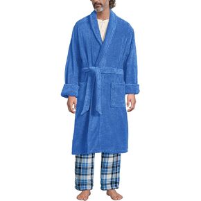 Lands' End Mens Calf Length Terry Robe Radiant Navy Regular XX-Large in Kuwait