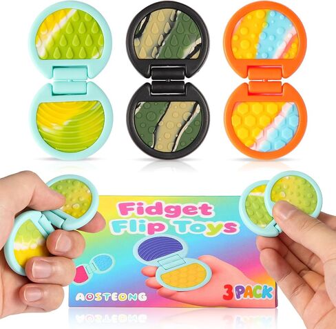 ألعاب Fidget للبالغين ، 3 حزم ألعاب حسية للأطفال المصابين بالتوحد ، وعناصر الإغاثة من القلق لتخفيف إجهاد اضطراب فرط الحركة ونقص الانتباه ، وتململات ممتعة للمراهقين المنزلق و Flip Slider - Treasure Box Toys for Classroom ، مع صندوق هدايا in Saudi Arabia