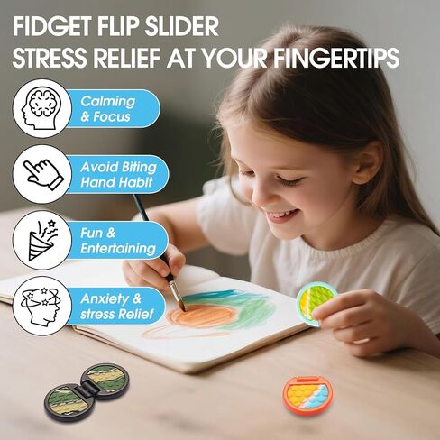 ألعاب Fidget للبالغين ، 3 حزم ألعاب حسية للأطفال المصابين بالتوحد ، وعناصر الإغاثة من القلق لتخفيف إجهاد اضطراب فرط الحركة ونقص الانتباه ، وتململات ممتعة للمراهقين المنزلق و Flip Slider - Treasure Box Toys for Classroom ، مع صندوق هدايا in Saudi Arabia