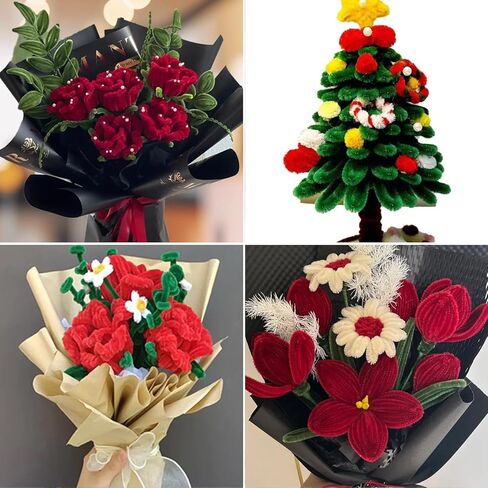 500 PCS أنابيب منظفات الحرف ， 5 ألوان منظفات الأنابيب بالجملة ، تشنيل سيقان مجموعة الحرف الزهور لزخارف باقة يدوية مصنوعة يدويًا أشرطة بيضاء ， السيقان ، الشريط ， Stamens ، عصي الغراء (الوردي) in Kuwait