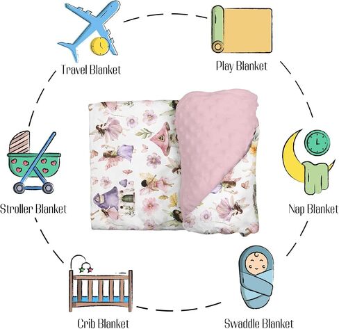 Mink Baby Girl Blanket Western Cowgirl Pony Floral, Horse Pink Flower Hat Boot Soft Double Layer Dotted Backing Receiving Swaddle, Newborn Infant Toddler Nursery Crib Bedding Shower Gift 30x40 in Saudi Arabia
