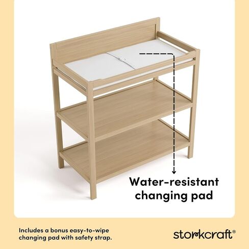 Storkcraft Alpine Changing Table, Frosted Oat | GREENGUARD Gold Certified Nursery Changing Table, Includes Water-Resistant Changing Pad, 2 Shelves for Storage and Organizing in Saudi Arabia