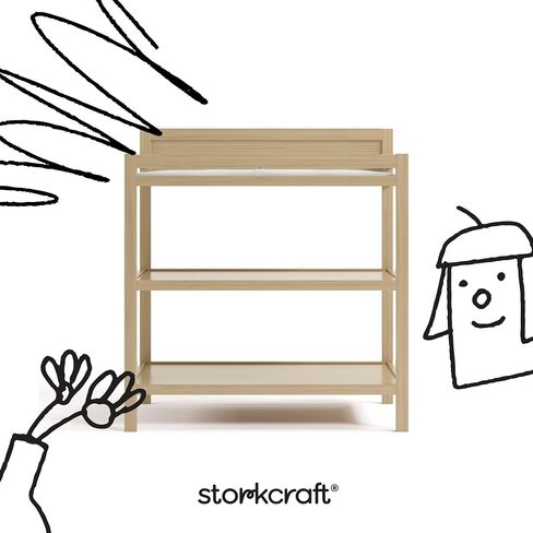 Storkcraft Alpine Changing Table, Frosted Oat | GREENGUARD Gold Certified Nursery Changing Table, Includes Water-Resistant Changing Pad, 2 Shelves for Storage and Organizing in Saudi Arabia