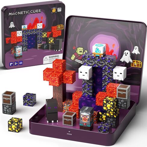 Magnetic Blocks with Magnet Box-35PCS Magnet Cubes, Magnetic Tiles Kids Build Cubes Travel Game Toys, Road Trip ‌Sensory Toy Christmas Birthday Gifts for Boys & Girls Ages 3+ in Saudi Arabia