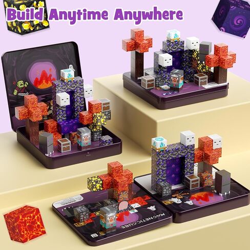 Magnetic Blocks with Magnet Box-35PCS Magnet Cubes, Magnetic Tiles Kids Build Cubes Travel Game Toys, Road Trip ‌Sensory Toy Christmas Birthday Gifts for Boys & Girls Ages 3+ in Saudi Arabia