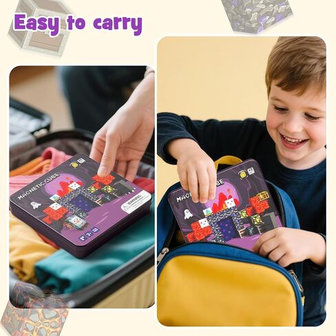 Magnetic Blocks with Magnet Box-35PCS Magnet Cubes, Magnetic Tiles Kids Build Cubes Travel Game Toys, Road Trip ‌Sensory Toy Christmas Birthday Gifts for Boys & Girls Ages 3+ in Saudi Arabia