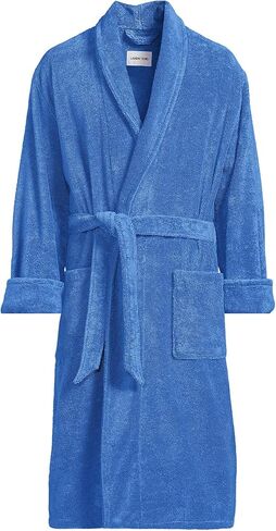 Lands' End Mens Calf Length Terry Robe Radiant Navy Regular XX-Large in Kuwait