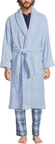 Lands' End Mens Calf Length Terry Robe Radiant Navy Regular XX-Large in Kuwait