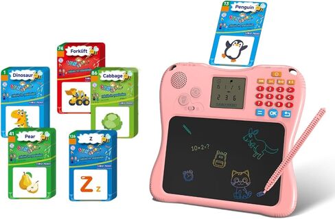 SPG300 All-in-One Kids Learning Tablet & Drawing Board, 130 Educational Cards 7.5-inch Screen Math Games Memory Training & Creative Writing Pad, Gift for Boys & Girls Ages 2 3 4 5 6 7 8 Years in Kuwait