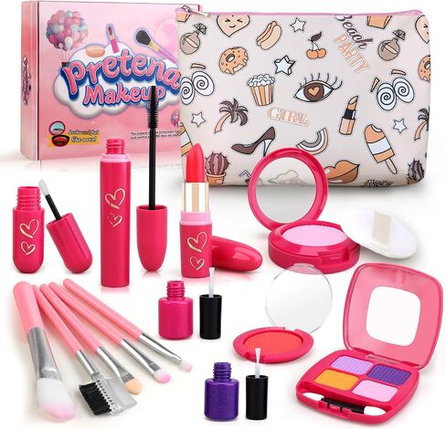 Toddler Girls Toys Pretend Makeup Kits - Fake Makeup Set Toys for Kids 3 4 5 6 Year Old , Play Makeup Gift for Little Girls 3-5, Toddler Makeup Kit with Fake Makeup Toy Birthday Gift in Kuwait