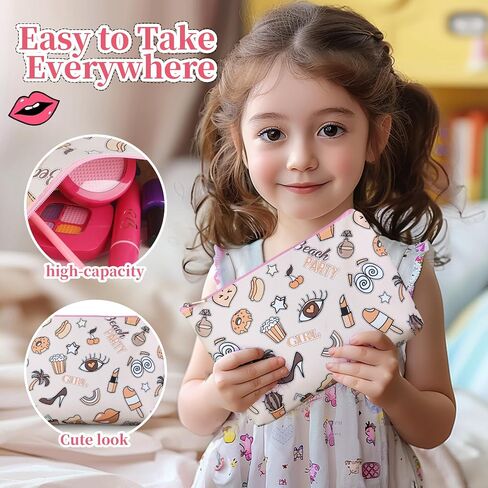 Toddler Girls Toys Pretend Makeup Kits - Fake Makeup Set Toys for Kids 3 4 5 6 Year Old , Play Makeup Gift for Little Girls 3-5, Toddler Makeup Kit with Fake Makeup Toy Birthday Gift in Kuwait