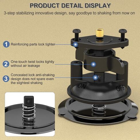 MINIFOCUS Suction Car Mount for Insta360 X5, X4, X3, 5 in 1 Suction Cup Camera Mount Kit with 2in1 Extension Pole, Compatible with Insta360 GoPro Action Camera(Includes 45inch Invisible Selfie Stick) in Saudi Arabia