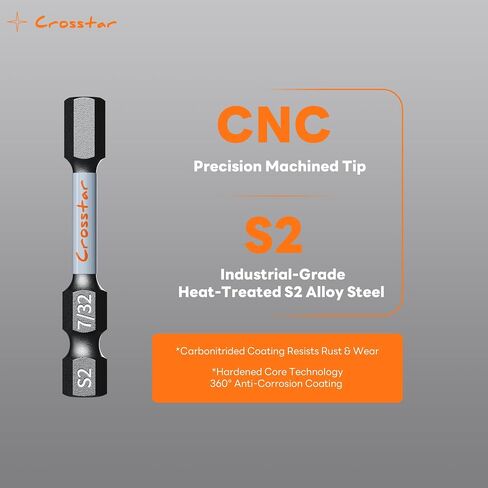 Crosstar 4" Long Hex Bit Set 20PCS (Metric & SAE) - Impact Allen Wrench Drill Bit Set, S2 Steel 1/4" Hex-Shank, CNC Machined Tips with Magnetic Head, Storage Box & FREE Magnetizer in Saudi Arabia