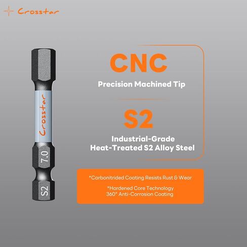 Crosstar 4" Long Hex Bit Set 20PCS (Metric & SAE) - Impact Allen Wrench Drill Bit Set, S2 Steel 1/4" Hex-Shank, CNC Machined Tips with Magnetic Head, Storage Box & FREE Magnetizer in Saudi Arabia