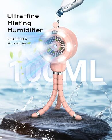 6000mAh Misting Fan for Stroller, 3 Speeds Portable Clip Fan with Intermittent/Continuous Spray, 14H Cooling, Detachable Mount, Timer & Night Light for Baby (100ML Water Tank) - Black in Kuwait