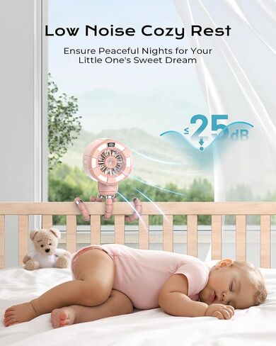 6000mAh Misting Fan for Stroller, 3 Speeds Portable Clip Fan with Intermittent/Continuous Spray, 14H Cooling, Detachable Mount, Timer & Night Light for Baby (100ML Water Tank) - Black in Kuwait