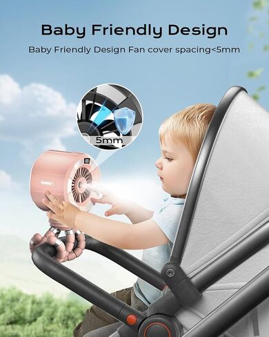 6000mAh Misting Fan for Stroller, 3 Speeds Portable Clip Fan with Intermittent/Continuous Spray, 14H Cooling, Detachable Mount, Timer & Night Light for Baby (100ML Water Tank) - Black in Kuwait