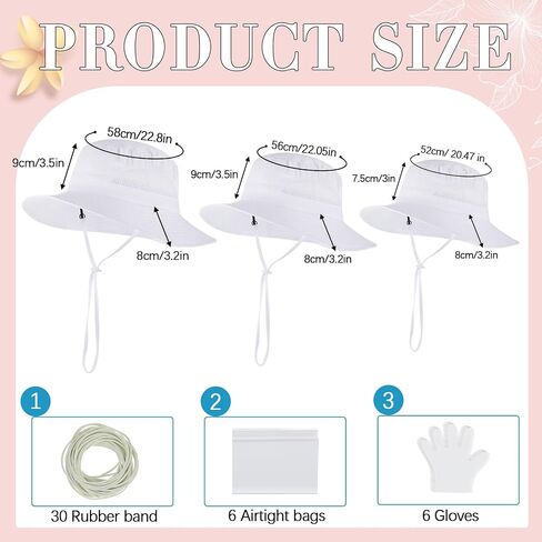 Silkfly 6 PCS قبعة دلو قطنية أبيض لصبغ التعادل ، أشياء بيضاء لربط مجموعة الصبغة للأطفال البالغين ، شاطئ دلو القبعة بالجملة in Kuwait
