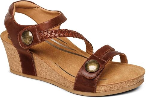 Aetrex Avril Orthopedic BlATTE RAVERT STRAP LOW HEEL CHEEL Wedge for Women-Leather Memory Foamped Foom Poom Support Espadrilles espadrilles for Women in Saudi Arabia
