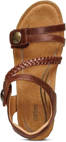 Aetrex Avril Orthopedic BlATTE RAVERT STRAP LOW HEEL CHEEL Wedge for Women-Leather Memory Foamped Foom Poom Support Espadrilles espadrilles for Women in Saudi Arabia