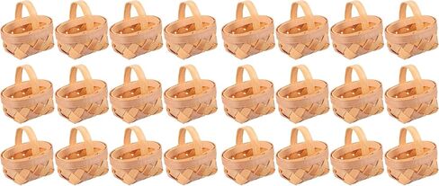 Magiclulu 12pcs سلال منسوجة مصغرة مع مقابض سلال حلوى خشبية سلال دمية مصغرة للحرف الزفاف حفل زفاف ديكور المنزل 5 × 6 × 6 سم in Kuwait